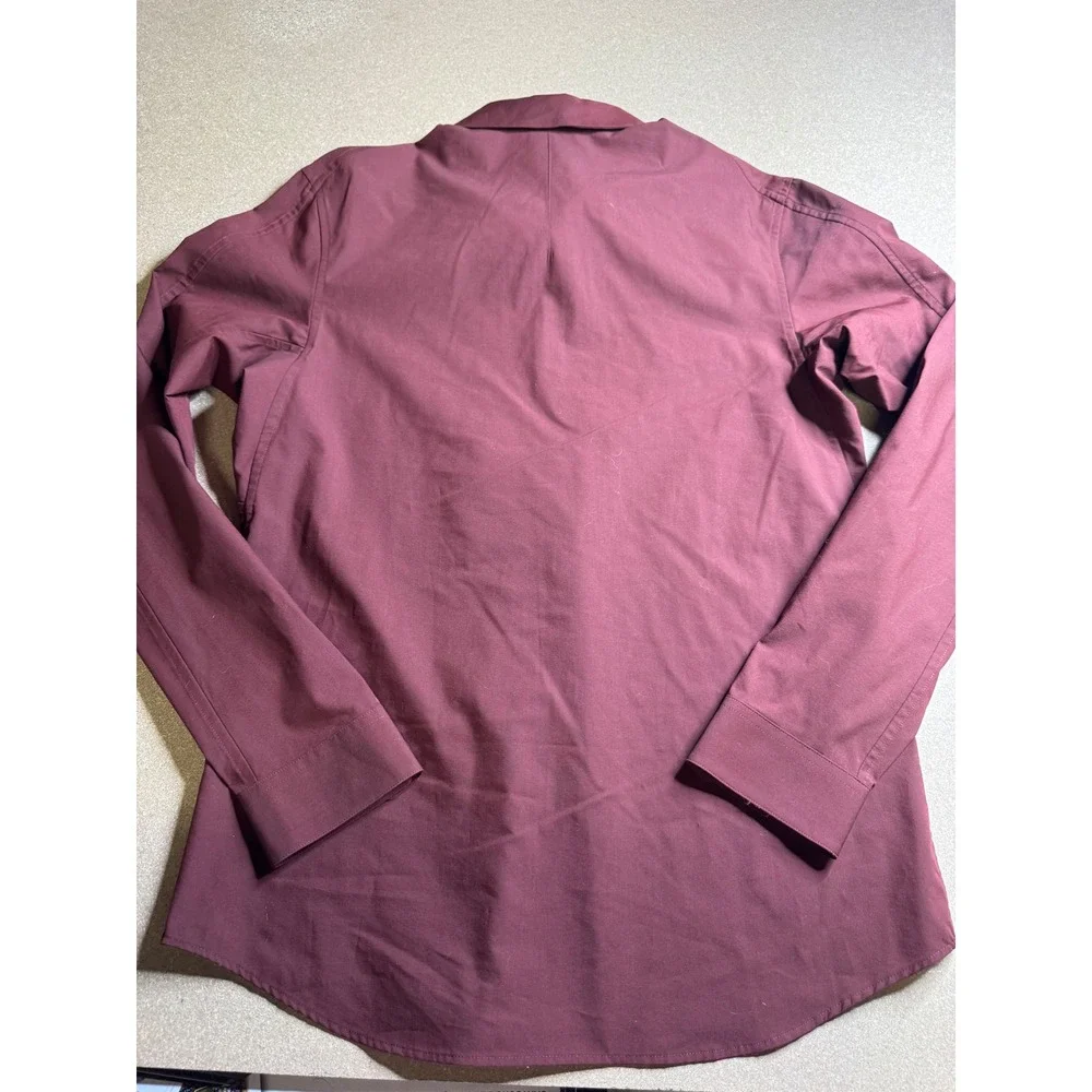 Lululemon Commission Long Sleeve Shirt Mens Medium Maroon Burgundy Button Down - Picture 4 of 7